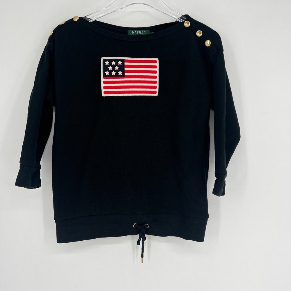 Vtg Ralph Lauren Sweater Womens S USA American Flag Patriotic Preppy Heritage